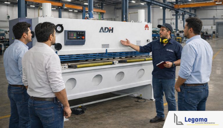 Capacitación a clientes del funcionamiento de una máquina cizalla hidráulica