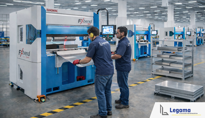 proceso de plegado de planchas metalicas con máquina plegadora